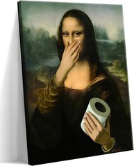 Mona Lisa with a Twist – Vintage Humor Canvas Wall Art for Your Bathroom, 12×16
