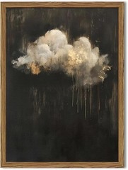 Dark Moody Cloud Wall Art, Vintage Cloud Rain Wall Decor Paintings… 12×16 inch