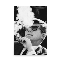 Kennedy Smoking Poster Historic Portrait of JFK JFK Cigar