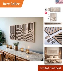 Wooden Wall Sculptures Set of 3 Modern Nature Wall Art for Living Room Bedroo…