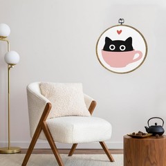 Cat Decor Cute Framed Round Wall Decor Cat Gifts for Women Men Couple Canvas …