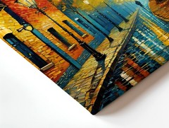 Wall Art Rainy Night Street Cityscape Canvas Print Lamp Post Moonlit Trees Home