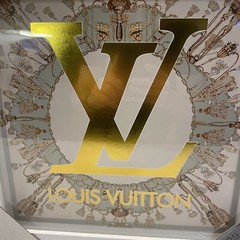LOUIS VUITTON OLIVER GAL Glass ART FRAMED 16″ X 16″ GOLD FOIL EMBELLISHED – NEW