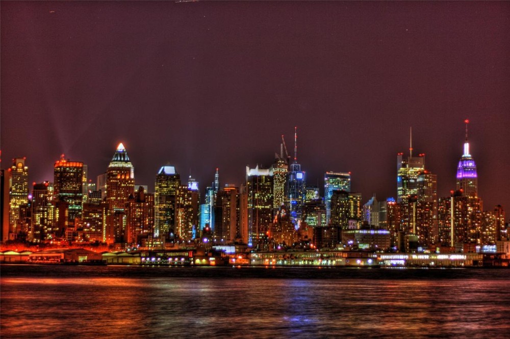 NEW YORK CITY SKYLINE AT NIGHT GLOSSY POSTER PICTURE PHOTO nyc big apple cool 61