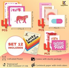 Lucky Numen Set Of 12 Posters For Girls Bedroom Pink Wall Decor Unframed Posters