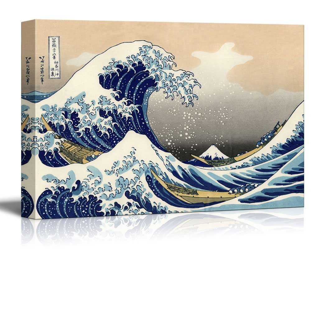 32″x48″-Katsushika Hokusai Wall Art Canvas Print – The Great Wave Off Kanagawa