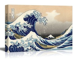 32″x48″-Katsushika Hokusai Wall Art Canvas Print – The Great Wave Off Kanagawa