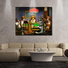 Canvas Print Wall Art – Pokers Dogs Dogs Playing Cards – Wall Decor Modern Ar…