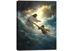 KFYMP Jesus Wall Art – 16″L x 12″W, Saving Peter on the Water