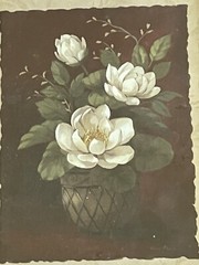 NIP 12” X 10” White Gardenia Print Hotel Art Framed In Plastic Wall Decor