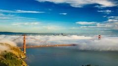 San Francisco Bridge in fog 100% cotton wall home Decor high quality Canvas