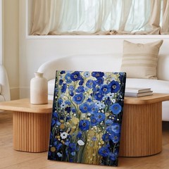 Blue And White Floral Canvas Wall Art Modern Abstract Flower Garden Decor Print