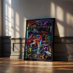 Epic Game Weapons Collage Poster, Arcade Gaming Wall Art Decor