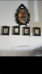 Vintage Art Deco Picture Bronze Brass Frame Wall Hang Silk Screen Printing