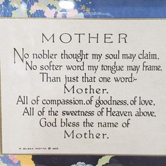 Antique Mother Poem Framed Print 1925 Art Nouveau Floral Cottage Victorian Decor