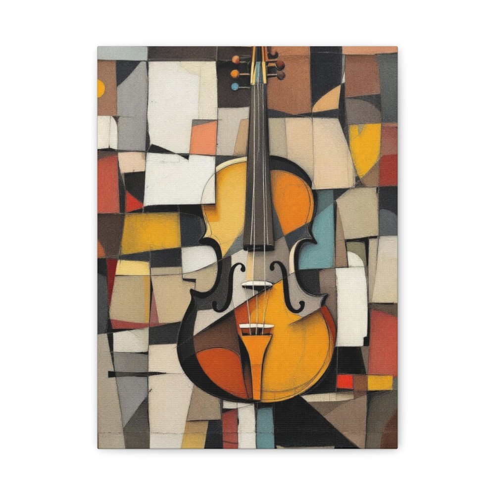 Abstract Violin Composition Earth Tones Fine Art Canvas Print Music Instrument