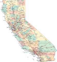 CALIFORNIA STATE ROAD CITY MAP GLOSSY POSTER PICTURE BANNER los angeles la 2293