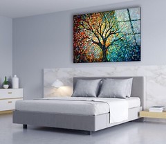 Colored Tree Glass Wall Art