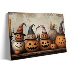 Haunted House Canvas Wall Art Framed Spooky Witchcraft Cottage Horror Picture