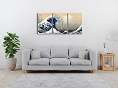 3 Piece Great Wave of Kanagawa Katsushika Hokusai Modern Stretched Canvas Prints