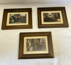 Set of 3 Framed Tuck Postcards Victorian Home Decor Art VTG