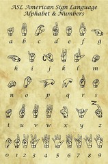 ASL Alphabet and Numbers Poster SLA Sign Language Art Print Decor Home School