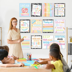 12PCS Motivational Posters for Classroom Growth Mindset Educational Wall Art for