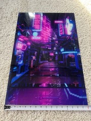 24×16 Cyberpunk Neon City Acrylic Wall Art – Tokyo Street Japan