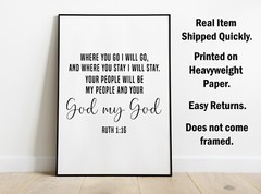 Ruth 1:16, Bible Verse Quote, Poster Print, Home Wall Decor