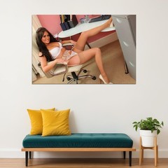366465 Sensual Office Desire Sexy Woman Tempt Hot Model Art Print Poster
