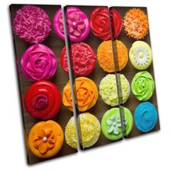 Cupcakes Icing Baking Bake Food Kitchen TREBLE CANVAS WALL ART Picture Print