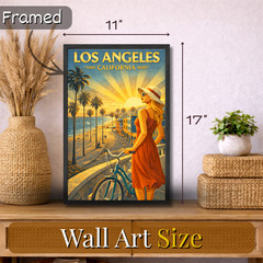 Los Angeles California Travel Poster Framed 11×17 Venice Beach Wall Art Retro