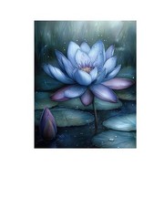 16×20 Blue Lotus Flower Canvas Print Wall Art