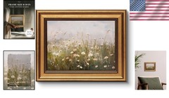 Elegant Gold Framed Floral Canvas Art – Morning Meadow 8×10 Inch Decor