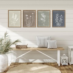 Framed Boho Wall Art Set of 4 Wooden Wall Art for Rustic Vintage Farmhouse Ho…