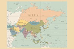 Asia Physical Geography Vintage Map Cool Wall Decor Art Print Poster 18×12