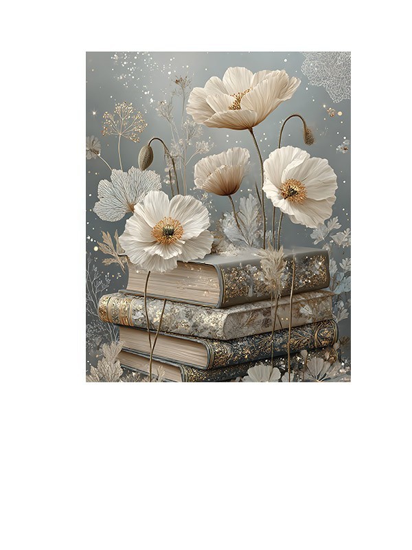 16×20 Books and Poppies Canvas Print Wall Art