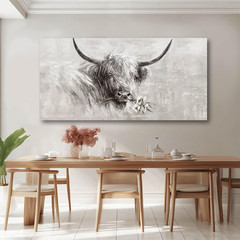 Vintage Animal Canvas Art for Home – Grey Floral Wall Decor 24×48 Inch