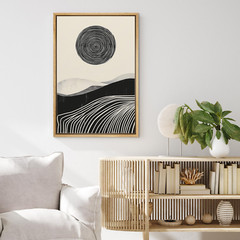 Wall26 Swirling Lines and Soft Hills Abstract Canvas Print Framed Wall Art