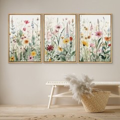 Wall26 Colorful Wildflowers Framed Wall Art Boho Floral Canvas Prints