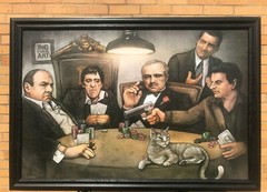 Big Chris Art Gangsters Poker Solid Wood Framed Textured Picture Print