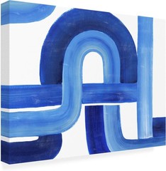 Grace Popp ‘Woven Cobalt I’ Wrapped Canvas Art Modern Contemporary 19in x 14in