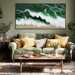 Abstract Green Wave Canvas Art – Modern Minimalist Wall Decor 24″x48