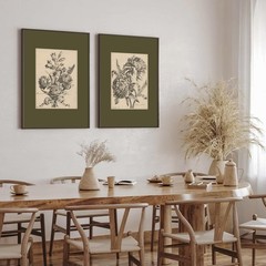 Flower Sketch Wall Art Sage Green Floral Canvas Poster Vintage Botanical Wall…