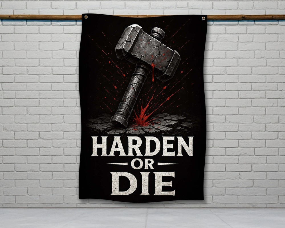 Harden or Die Fitness Flag – Motivational Gym Wall Art