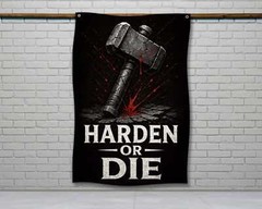Harden or Die Fitness Flag – Motivational Gym Wall Art