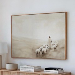Good Shepherd Jesus Leaves the 99 Lost Sheep Christian Canvas Wall Art