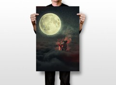 Moonlight Voyage Fantasy Nigt Sky Painting Wall Art Home Decor – POSTER 20×30