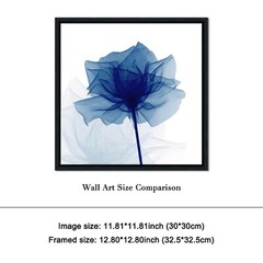 Black Framed Blue Flickering Flower Modern Abstract Paintings Canvas Prints