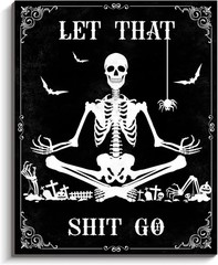 Black Skull Wall Hanging for Bathroom Decor